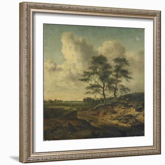 Bergers et moutons au bord du chemin-Jan Wijnants-Framed Giclee Print