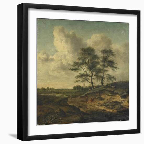 Bergers et moutons au bord du chemin-Jan Wijnants-Framed Giclee Print