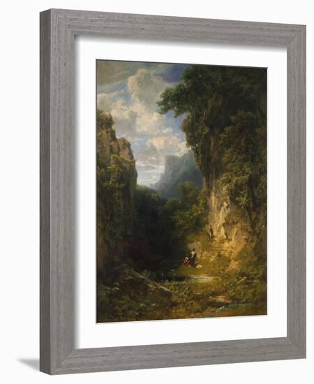 Bergschlucht Mit Badenden Frauen-Carl Spitzweg-Framed Giclee Print