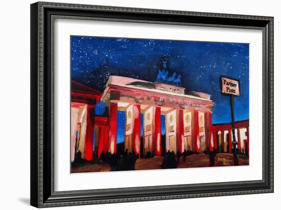 Berlin Brandenburg Gate with Paris Place-Martina Bleichner-Framed Premium Giclee Print