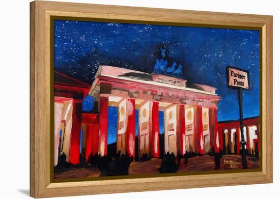 Berlin Brandenburg Gate with Paris Place-Martina Bleichner-Framed Stretched Canvas