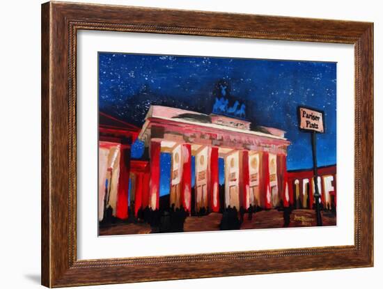 Berlin Brandenburg Gate with Paris Place-Martina Bleichner-Framed Art Print