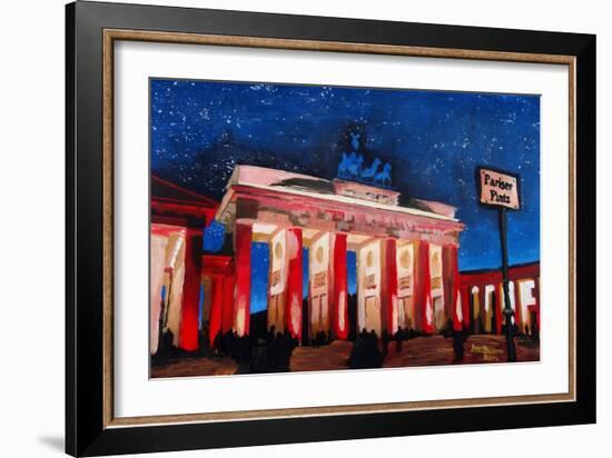 Berlin Brandenburg Gate with Paris Place-Martina Bleichner-Framed Art Print