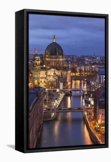 Berlin Cathedral, Berliner Dom, Seen Fom the Fischerinsel at Dusk-David Bank-Framed Premier Image Canvas