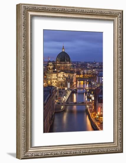 Berlin Cathedral, Berliner Dom, Seen Fom the Fischerinsel at Dusk-David Bank-Framed Photographic Print