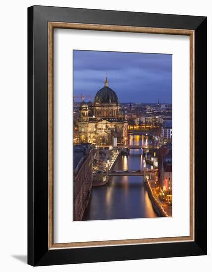 Berlin Cathedral, Berliner Dom, Seen Fom the Fischerinsel at Dusk-David Bank-Framed Photographic Print