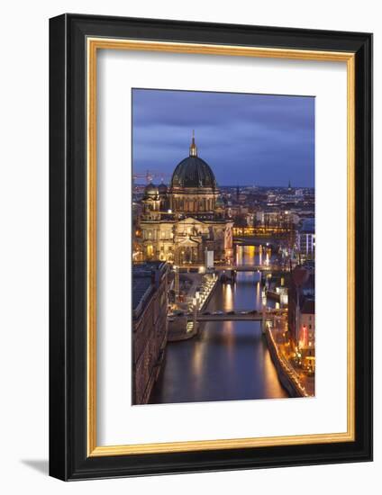 Berlin Cathedral, Berliner Dom, Seen Fom the Fischerinsel at Dusk-David Bank-Framed Photographic Print