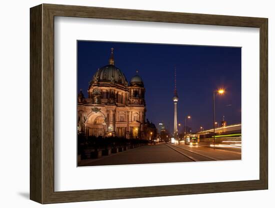 Berlin, Cathedral, Construction Site, Barrier, Street Scene, Night-Catharina Lux-Framed Photographic Print