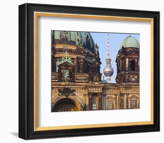 Berlin Cathedral with Television Tower, Berlin, Germany-null-Framed Art Print