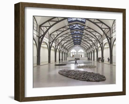 Berlin Circle by Richard Long with Ellipse of Stones, Hamburger Bahnhof Museum, Berlin, Germany-Michele Molinari-Framed Photographic Print