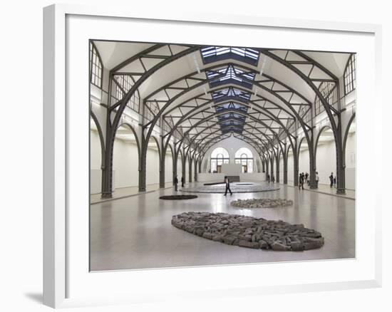 Berlin Circle by Richard Long with Ellipse of Stones, Hamburger Bahnhof Museum, Berlin, Germany-Michele Molinari-Framed Photographic Print