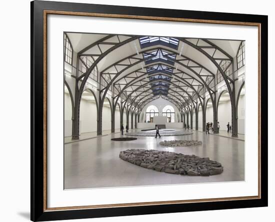 Berlin Circle by Richard Long with Ellipse of Stones, Hamburger Bahnhof Museum, Berlin, Germany-Michele Molinari-Framed Photographic Print