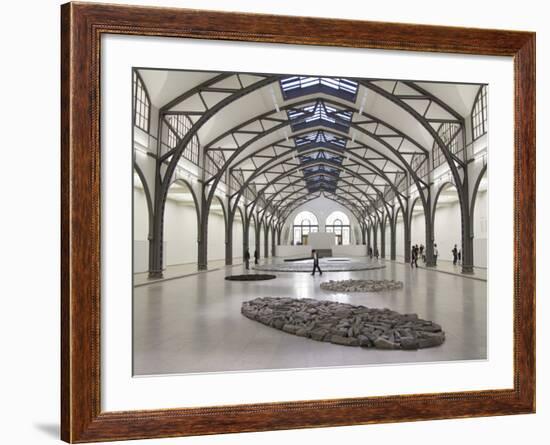 Berlin Circle by Richard Long with Ellipse of Stones, Hamburger Bahnhof Museum, Berlin, Germany-Michele Molinari-Framed Photographic Print