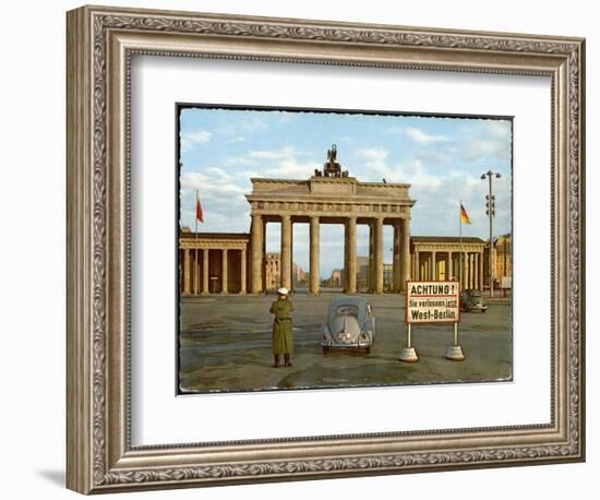 Berlin Divided: The Brandenburg Gate Stands Isolated Between East and West Berlin-null-Framed Photographic Print