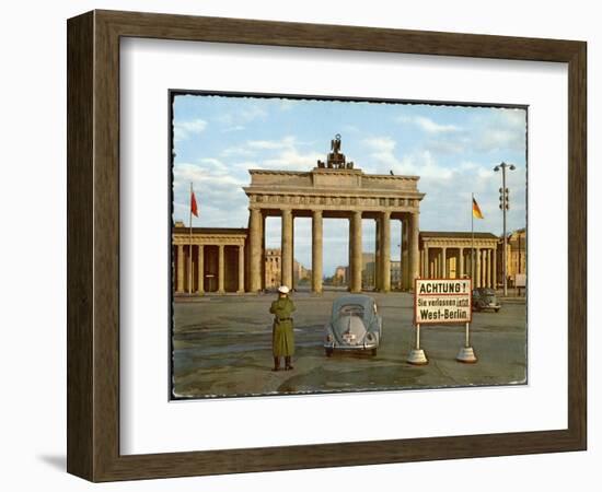 Berlin Divided: The Brandenburg Gate Stands Isolated Between East and West Berlin-null-Framed Photographic Print