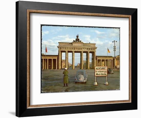 Berlin Divided: The Brandenburg Gate Stands Isolated Between East and West Berlin-null-Framed Photographic Print