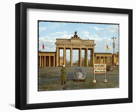 Berlin Divided: The Brandenburg Gate Stands Isolated Between East and West Berlin-null-Framed Photographic Print