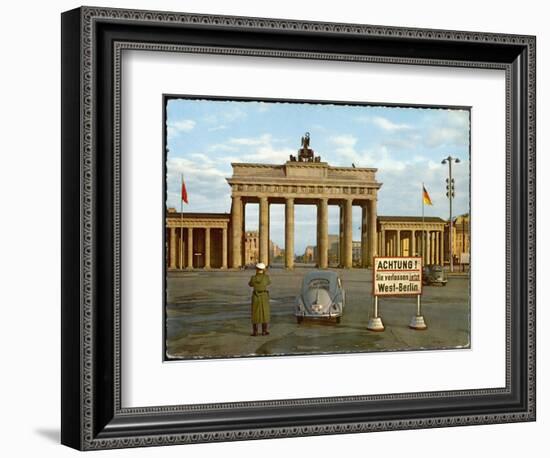 Berlin Divided: The Brandenburg Gate Stands Isolated Between East and West Berlin-null-Framed Photographic Print