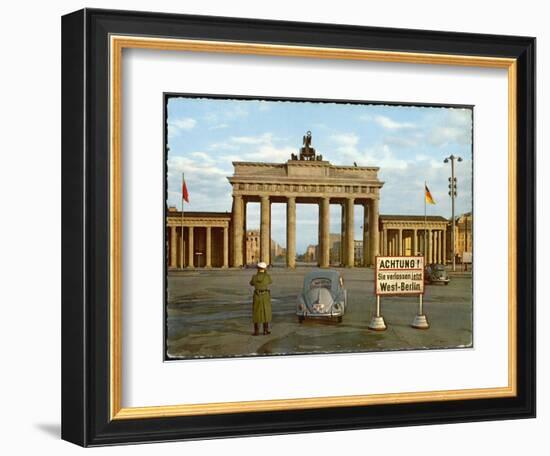 Berlin Divided: The Brandenburg Gate Stands Isolated Between East and West Berlin-null-Framed Photographic Print