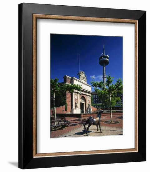 Berlin Gate and TV Tower in Wesel, Niederrhein, North Rhine-Westphalia, Germany-null-Framed Premium Giclee Print