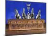 Berlin, Germany. Close-up of the Quadriga atop the Brandenburg gate in the evening.-Miva Stock-Mounted Photographic Print