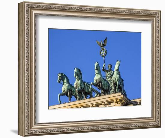 Berlin, Germany. Close-up of the Quadriga atop the Brandenburg gate.-Miva Stock-Framed Photographic Print