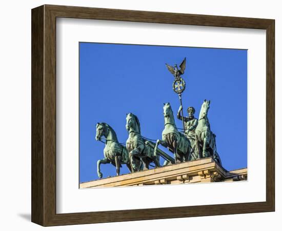 Berlin, Germany. Close-up of the Quadriga atop the Brandenburg gate.-Miva Stock-Framed Photographic Print