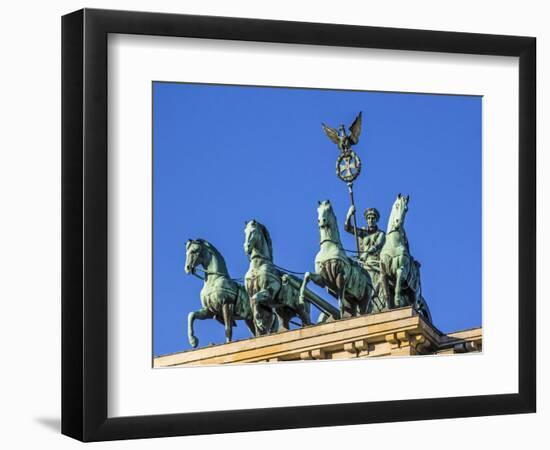 Berlin, Germany. Close-up of the Quadriga atop the Brandenburg gate.-Miva Stock-Framed Photographic Print