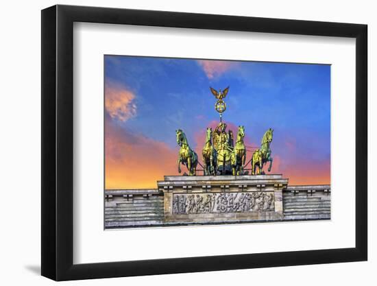 Berlin, Germany. Close-up of the Quadriga atop the Brandenburg gate.-Miva Stock-Framed Photographic Print