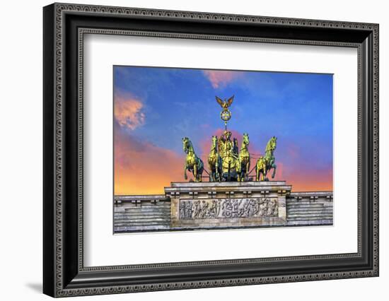 Berlin, Germany. Close-up of the Quadriga atop the Brandenburg gate.-Miva Stock-Framed Photographic Print