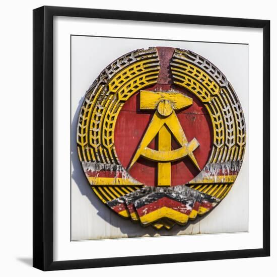 Berlin, Germany. Formerly on a section of the Berlin Wall with the seal of the combined German Demo-Miva Stock-Framed Photographic Print