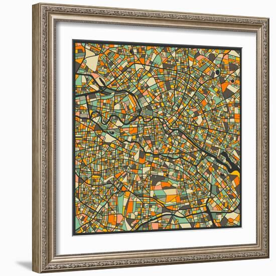 Berlin Map-Jazzberry Blue-Framed Art Print