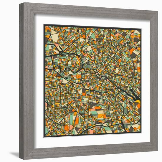 Berlin Map-Jazzberry Blue-Framed Art Print