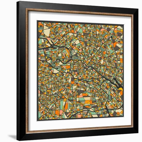 Berlin Map-Jazzberry Blue-Framed Art Print