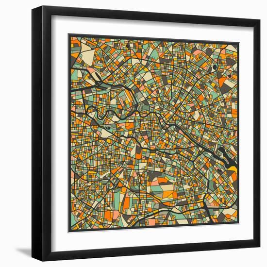 Berlin Map-Jazzberry Blue-Framed Art Print