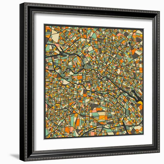 Berlin Map-Jazzberry Blue-Framed Art Print