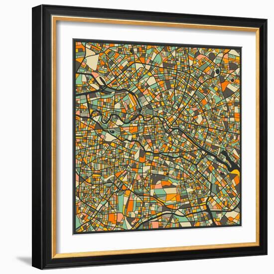 Berlin Map-Jazzberry Blue-Framed Art Print