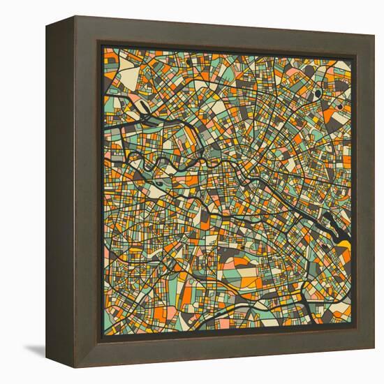 Berlin Map-Jazzberry Blue-Framed Stretched Canvas