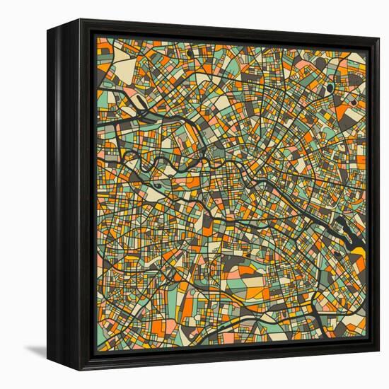 Berlin Map-Jazzberry Blue-Framed Stretched Canvas