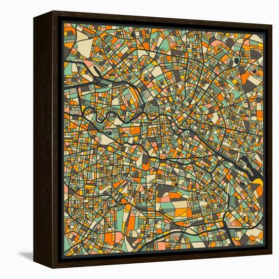 Berlin Map-Jazzberry Blue-Framed Stretched Canvas