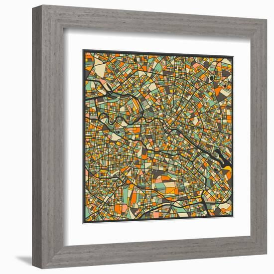 Berlin Map-Jazzberry Blue-Framed Art Print