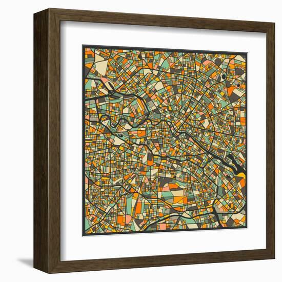 Berlin Map-Jazzberry Blue-Framed Art Print