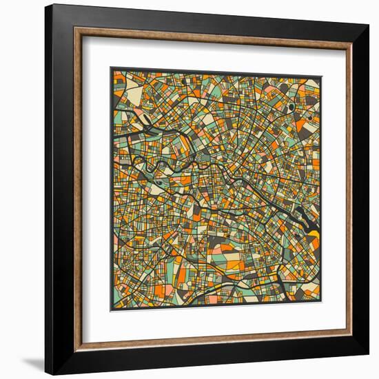 Berlin Map-Jazzberry Blue-Framed Art Print