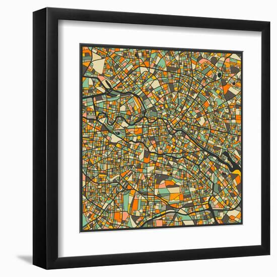 Berlin Map-Jazzberry Blue-Framed Art Print