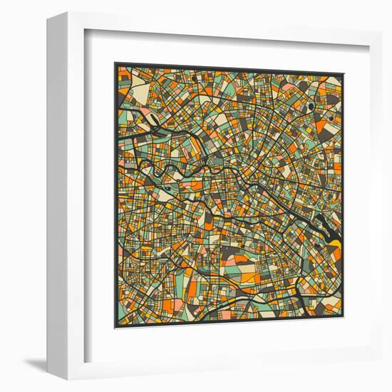 Berlin Map-Jazzberry Blue-Framed Art Print