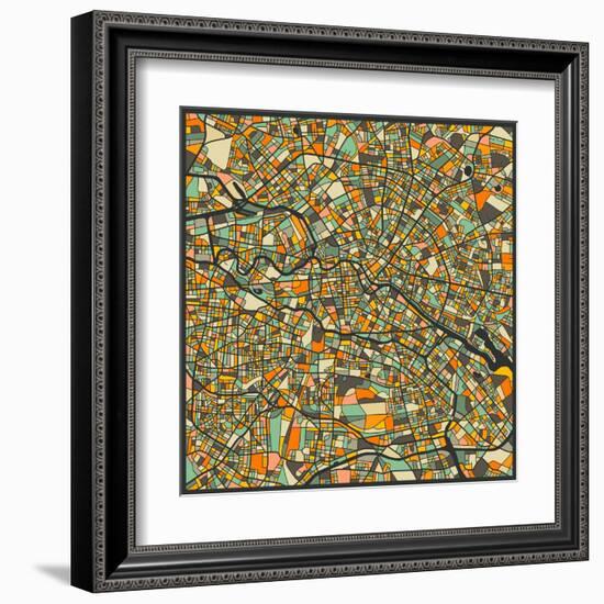 Berlin Map-Jazzberry Blue-Framed Art Print