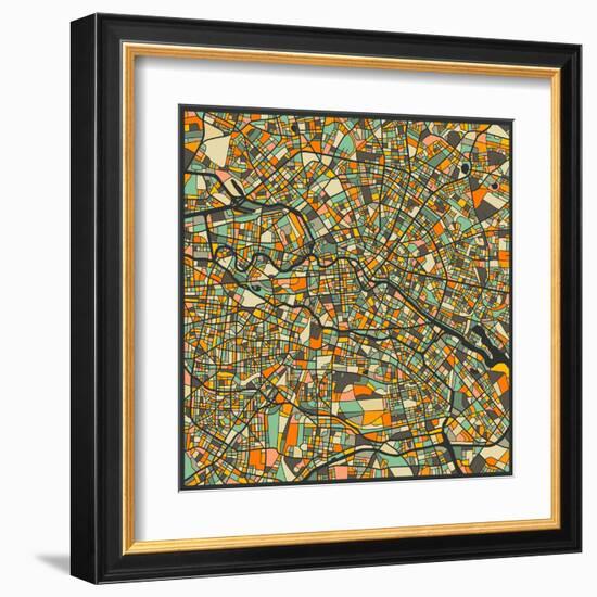 Berlin Map-Jazzberry Blue-Framed Art Print