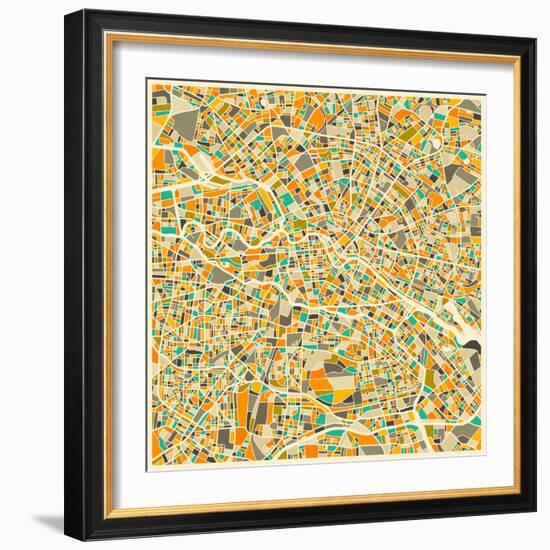 Berlin Map-Jazzberry Blue-Framed Art Print