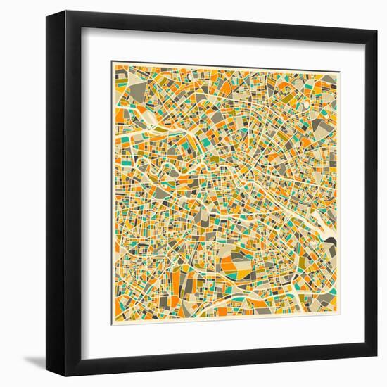 Berlin Map-Jazzberry Blue-Framed Art Print