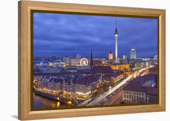 Berlin Mitte, Central Distric of Berlin with 368M Tall Tv Tower Seen from Fischerinsel at Dusk-David Bank-Framed Premier Image Canvas